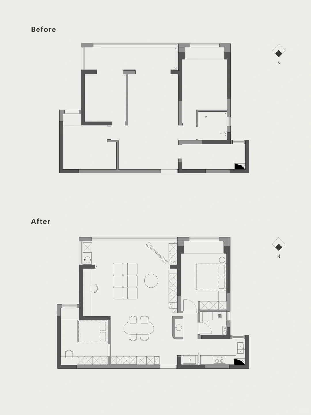 YUJIAN|木屿｜极简原木私宅平面改造分享