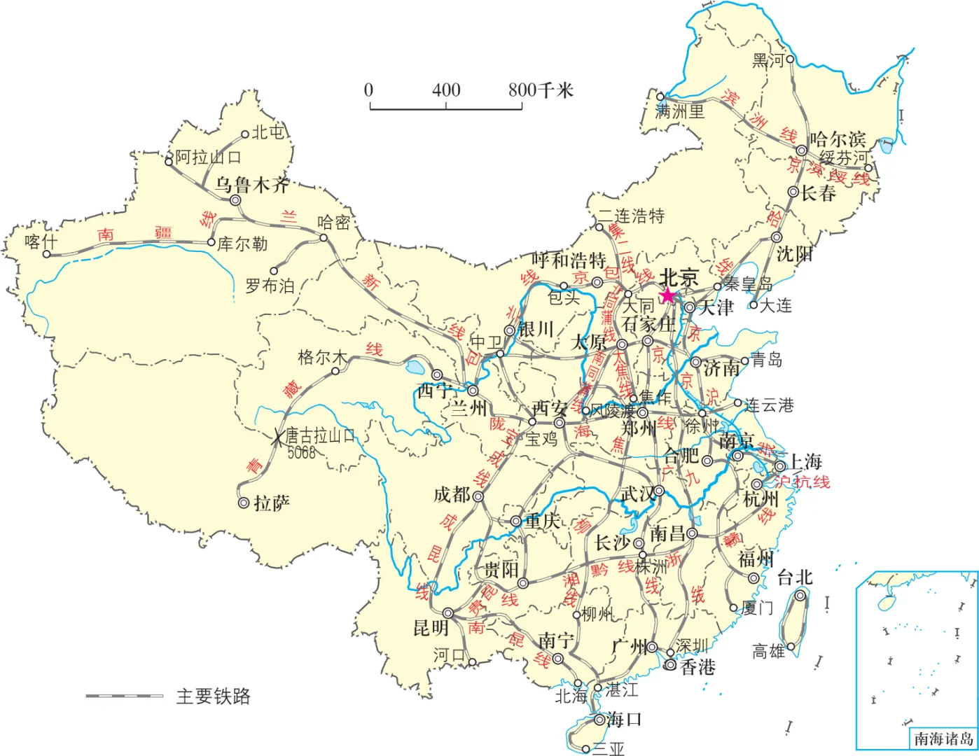 高清地图:铁路干线、水路运输、管道运输…