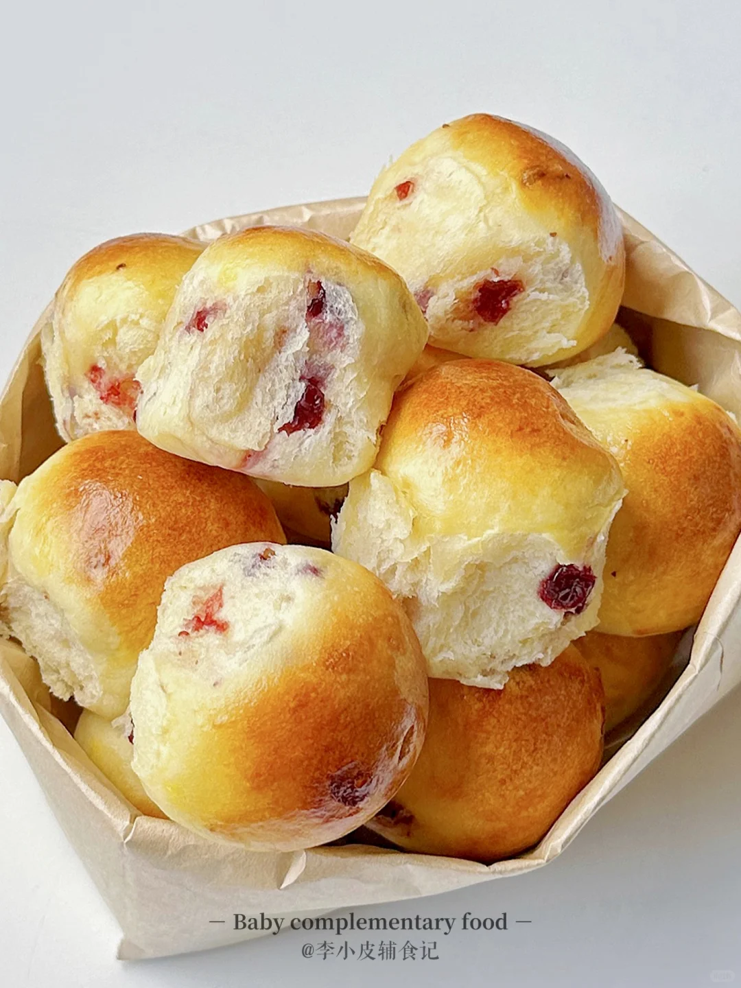 蔓越莓气泡小面包?免揉无需手膜‼️松软拉丝