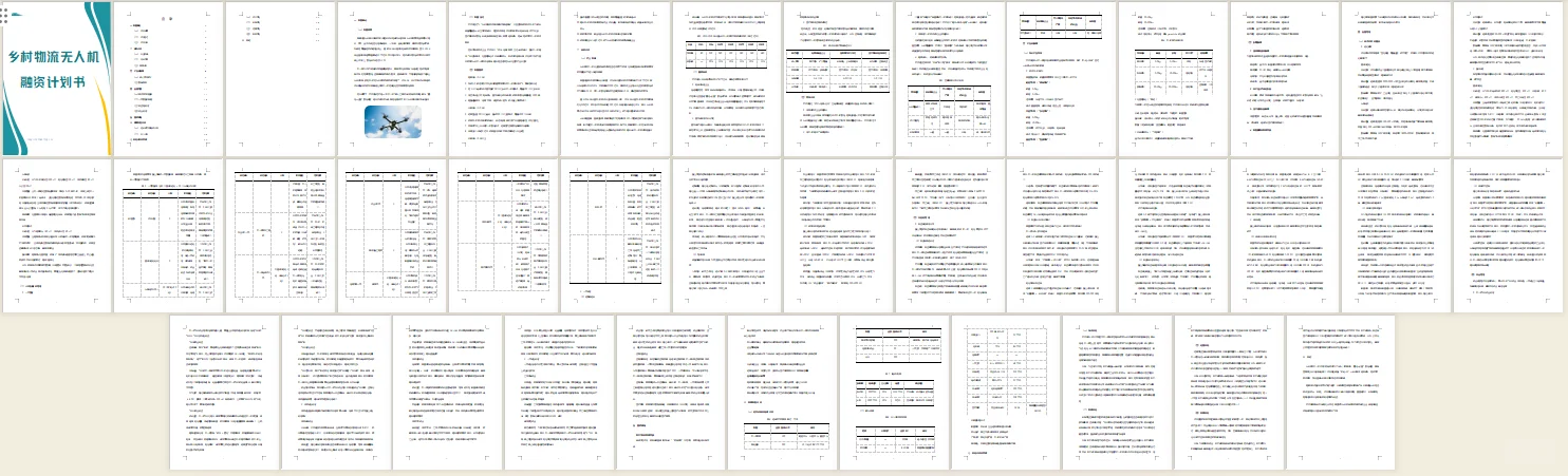 ?乡村物流赛道!无人机BP这么写!word+ppt