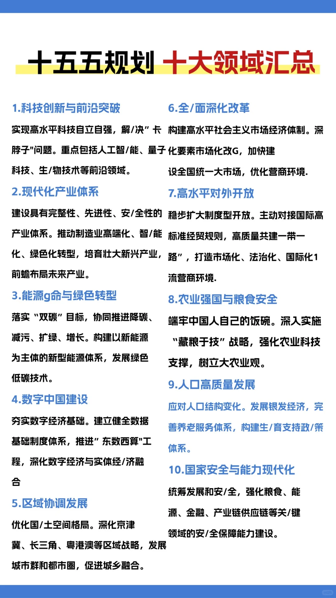 十五五规划 十大领域汇总