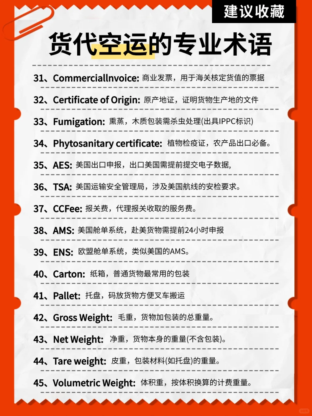 货代空运中的专业术语