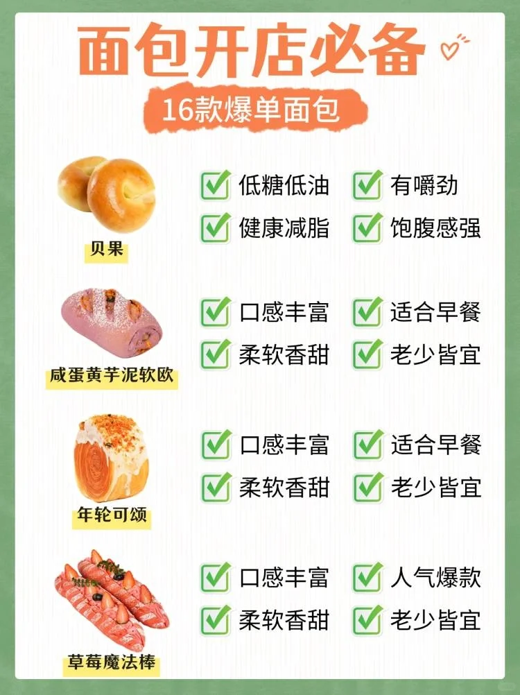 烘焙新手开一家面包店?首选16款爆单产品