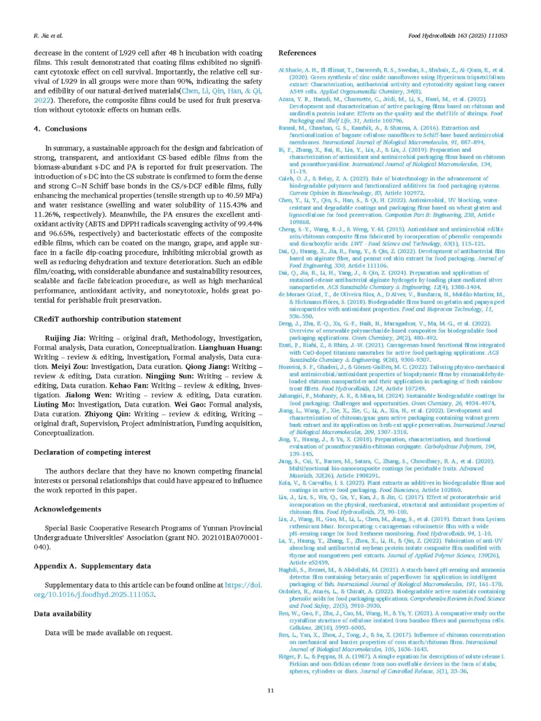 壳聚糖×二醛纤维素×原花青素：变色保鲜膜