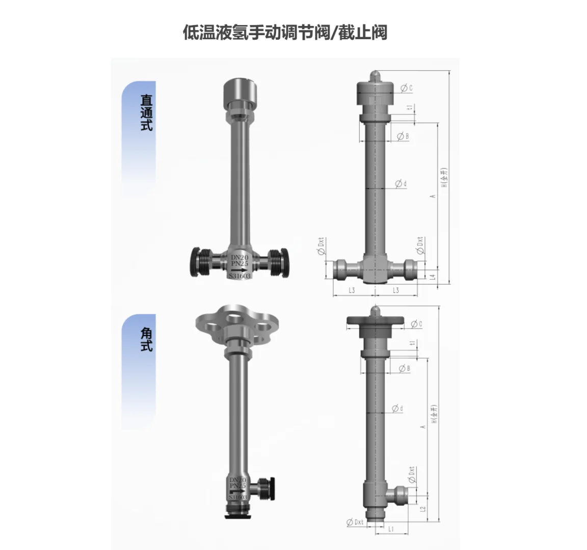 低温液氢手动调节阀/截止阀