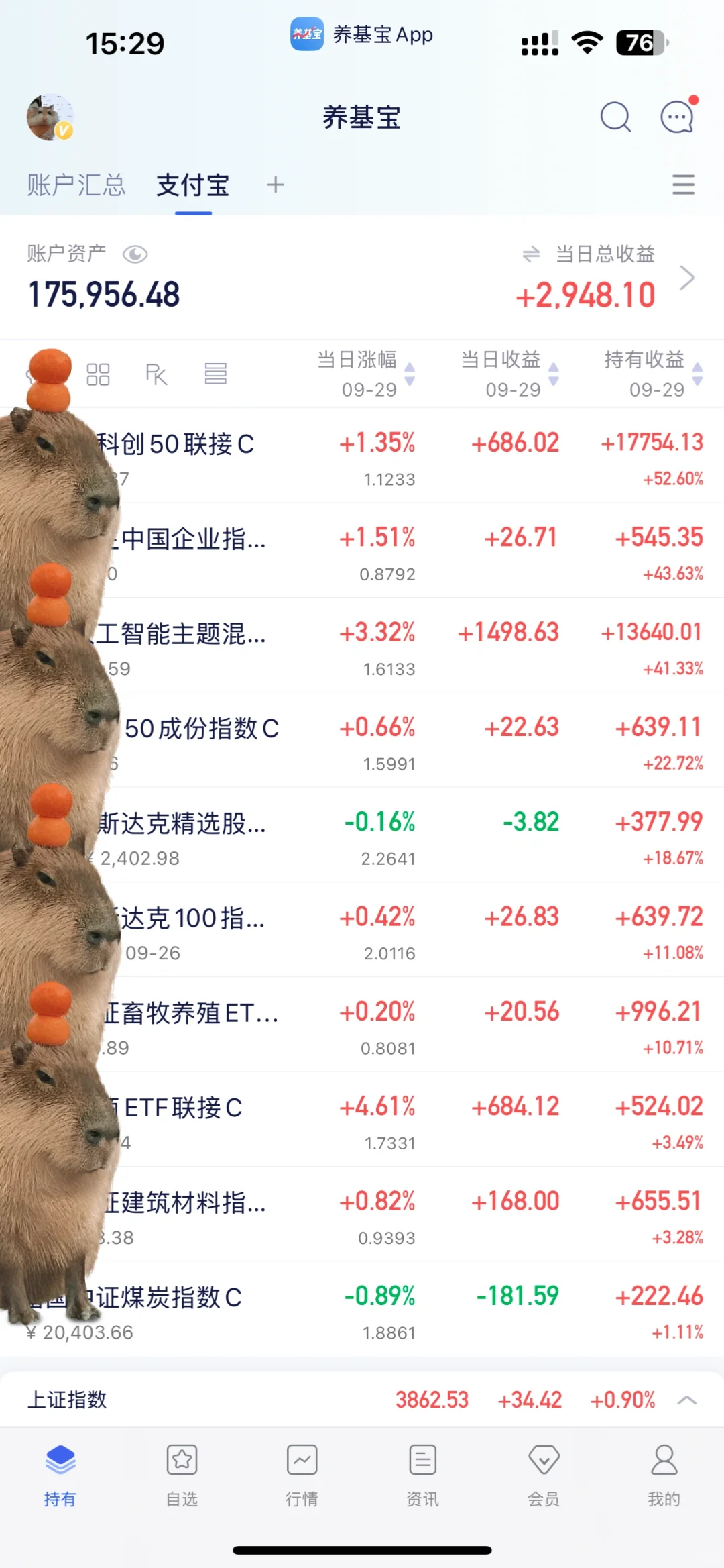 十万买基，赚生活费：9月29日