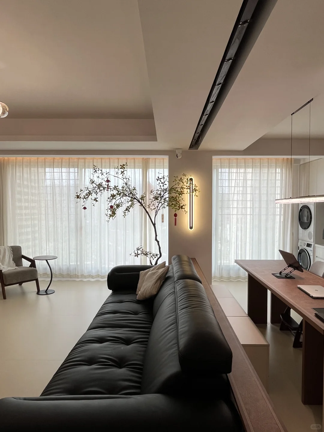 空间放大术,一半客厅一半书房