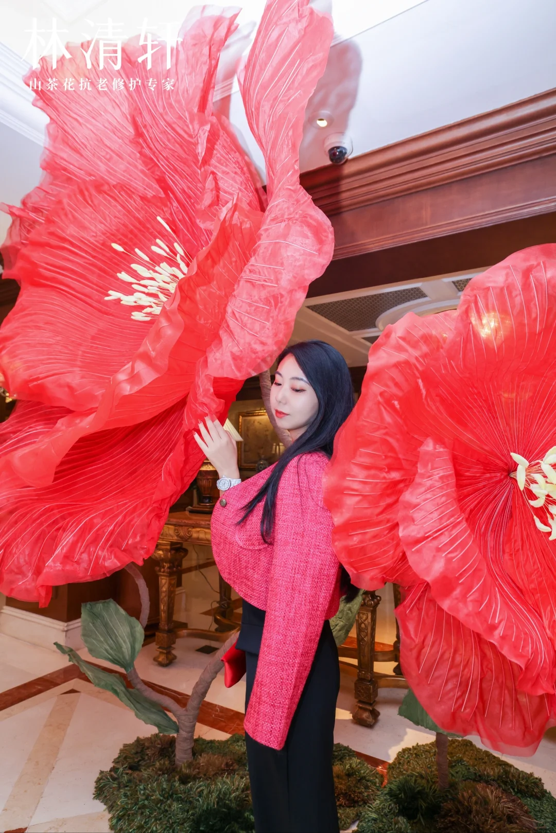 灵动|巨物山茶花装置|北京丽思卡尔顿酒店