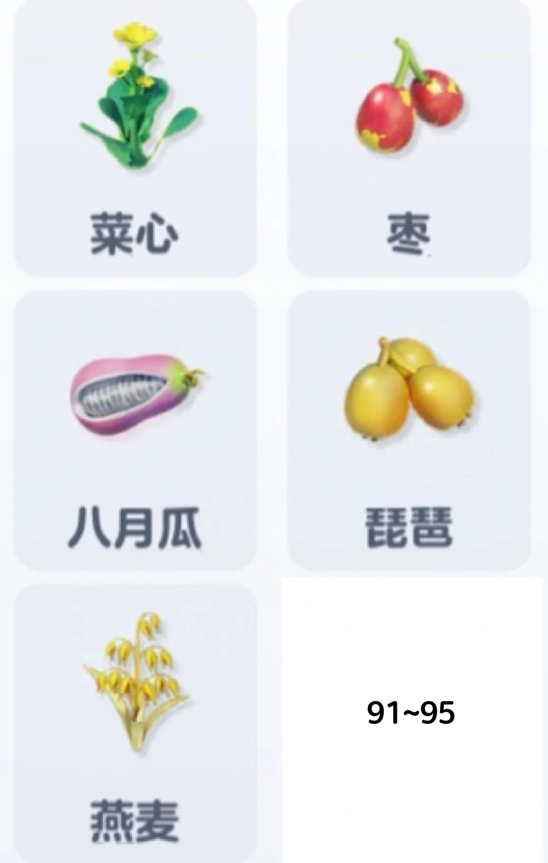 蛋仔农场31~100级作物