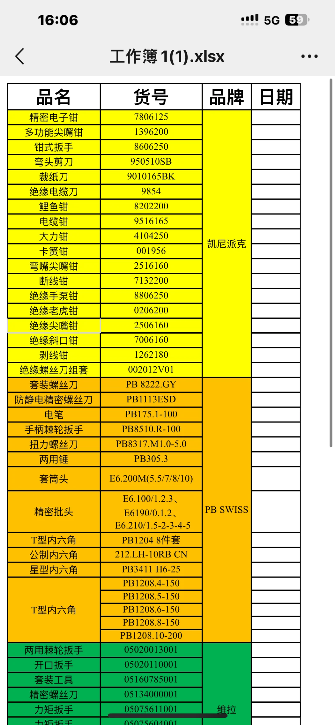 不完全统计的工具清单