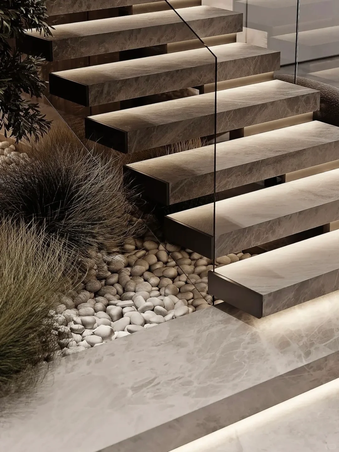 ??真的有被楼梯➕玻璃的组合惊艳到!