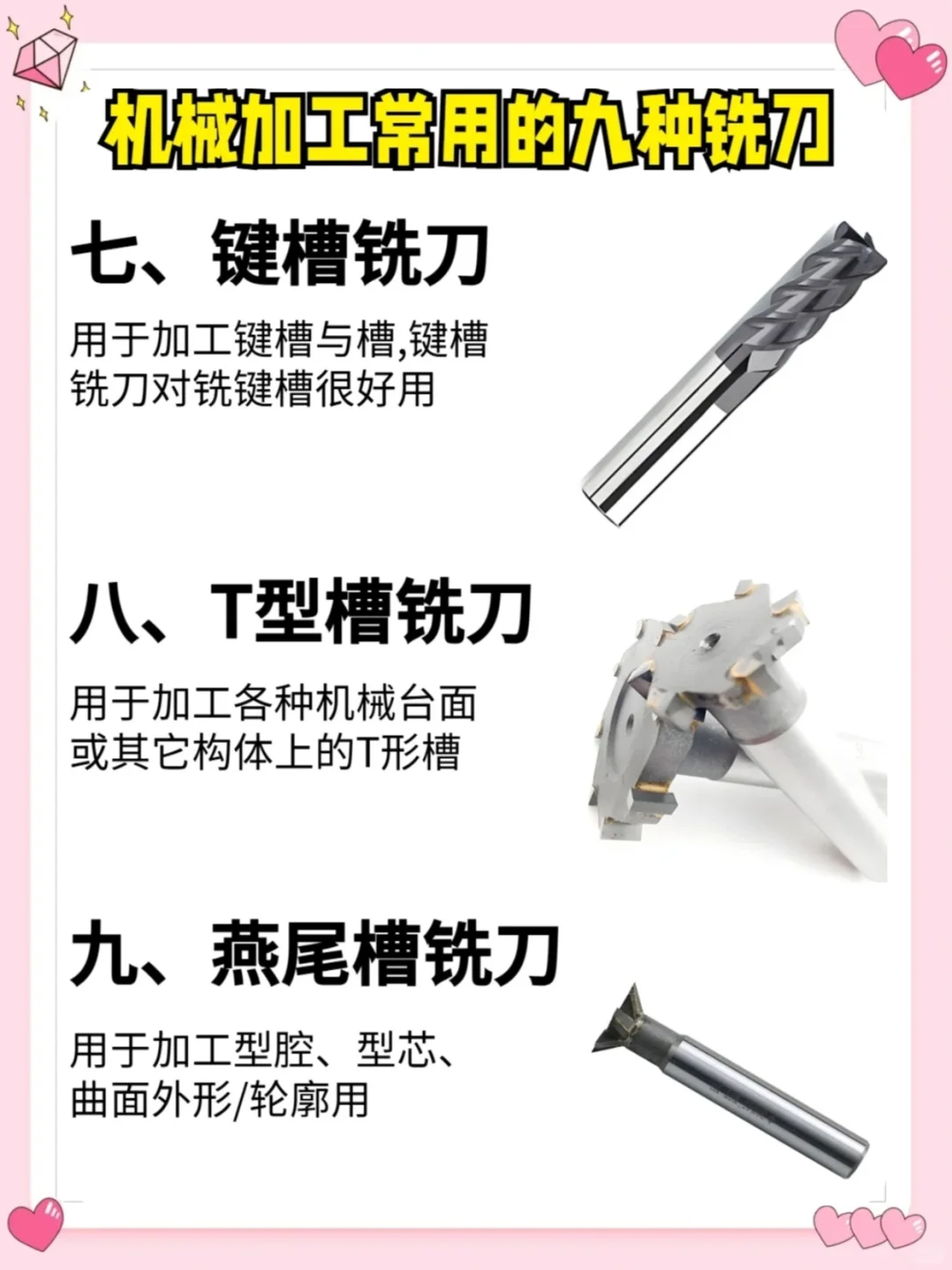 机械加工常用的九种铣刀~~