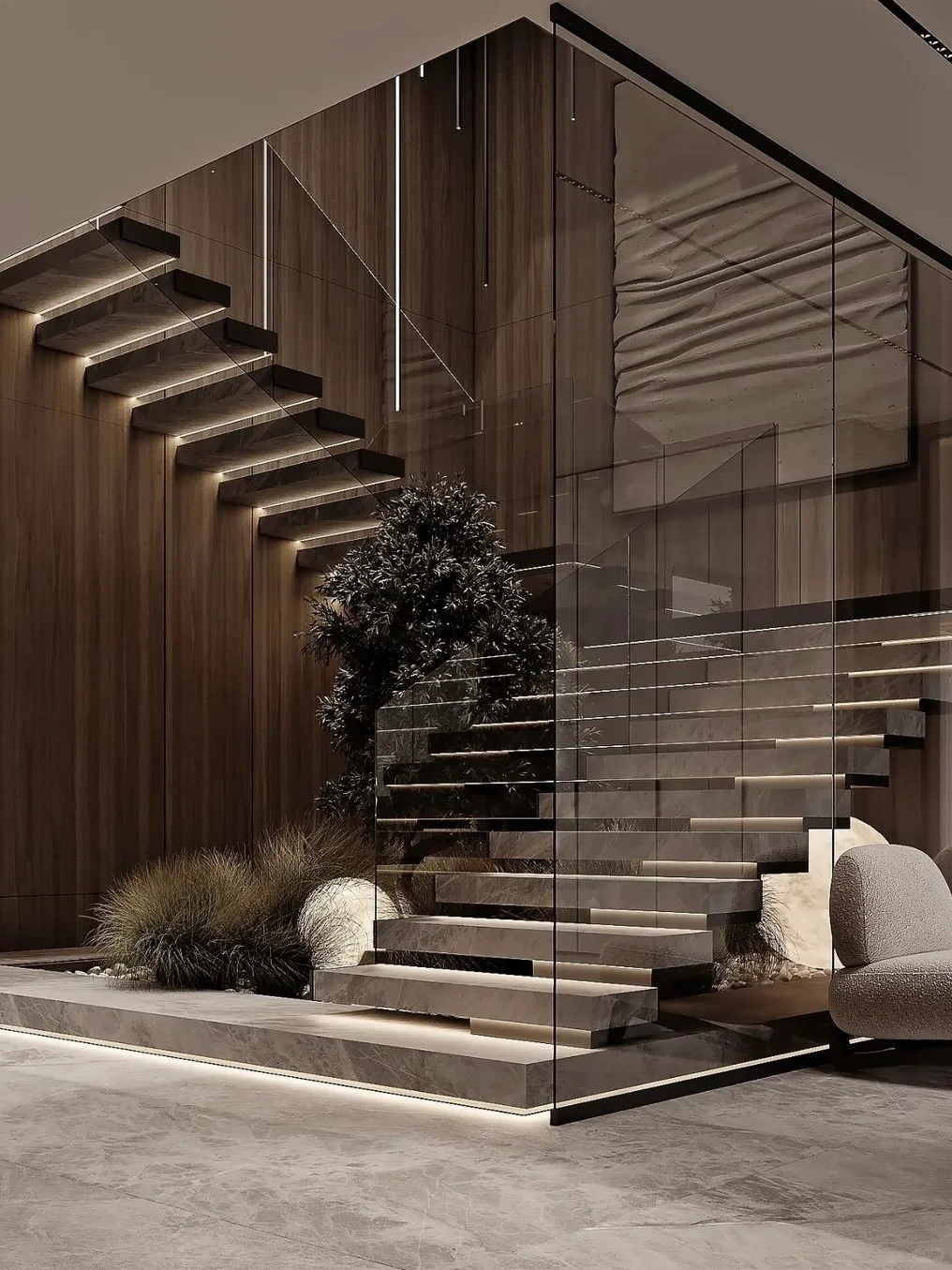 ??真的有被楼梯➕玻璃的组合惊艳到!