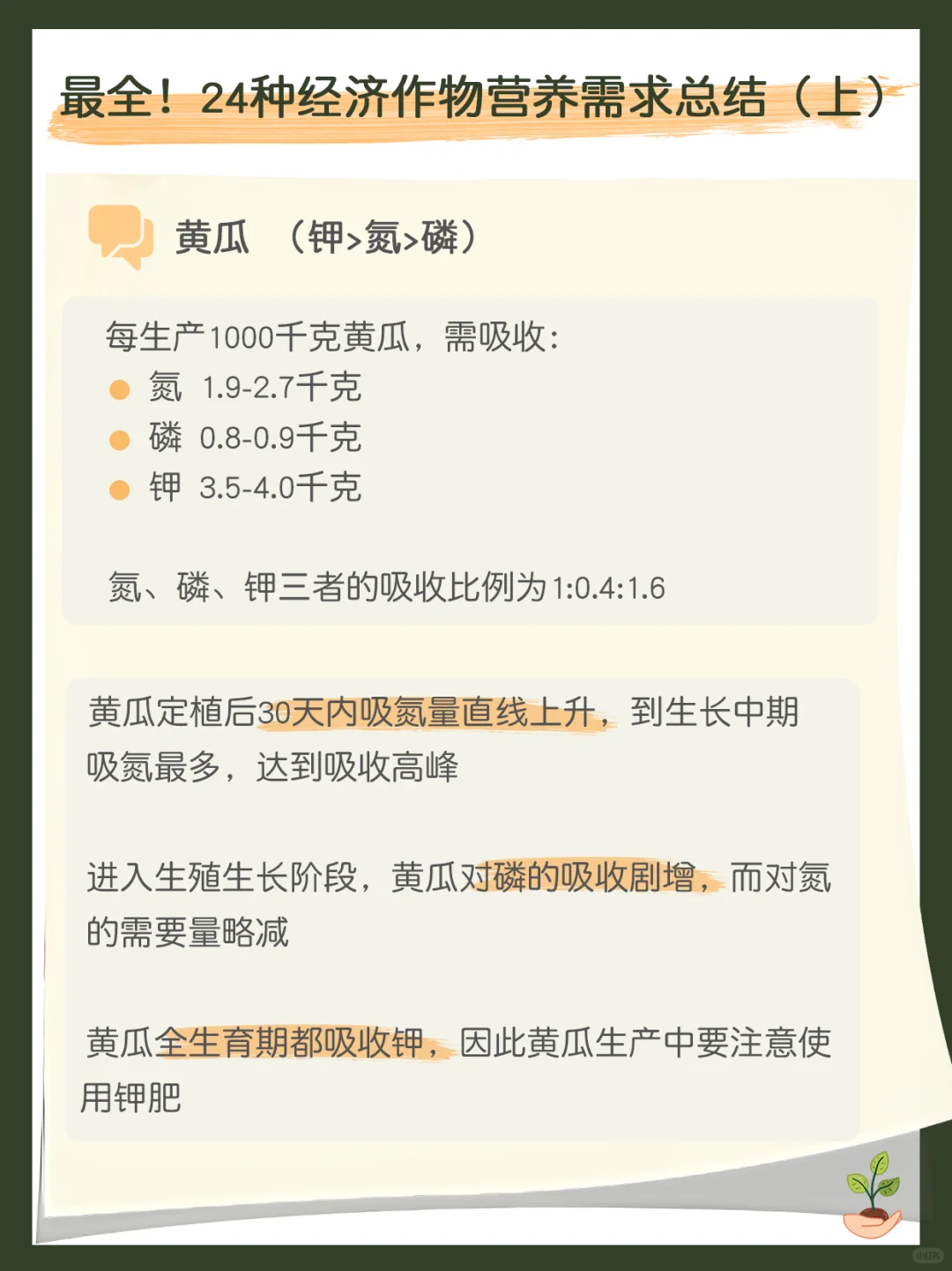 最全！24种经济作物营养需求总结（上）