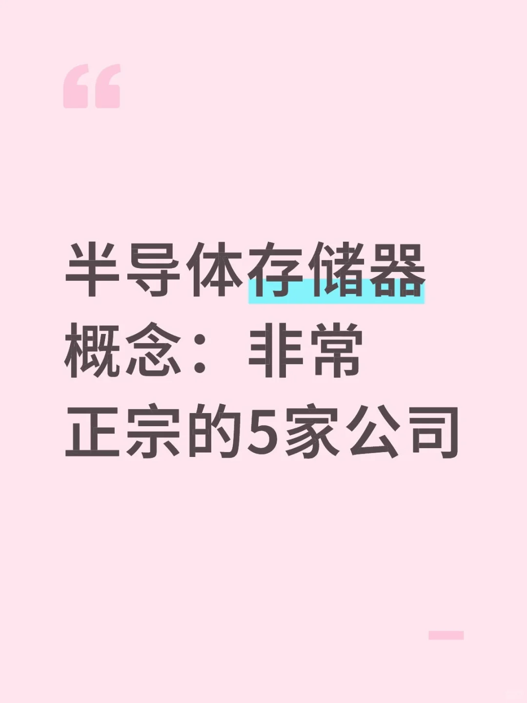 半导体存储器概念：非常正宗的5家公司