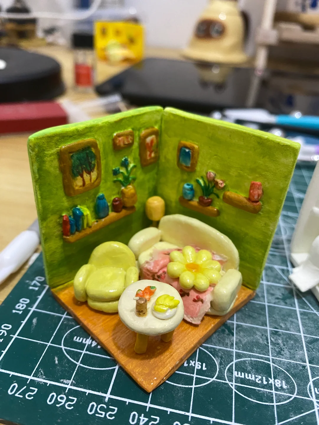 迷你小屋 客厅 卧室 石塑粘土 微塑玩具小屋