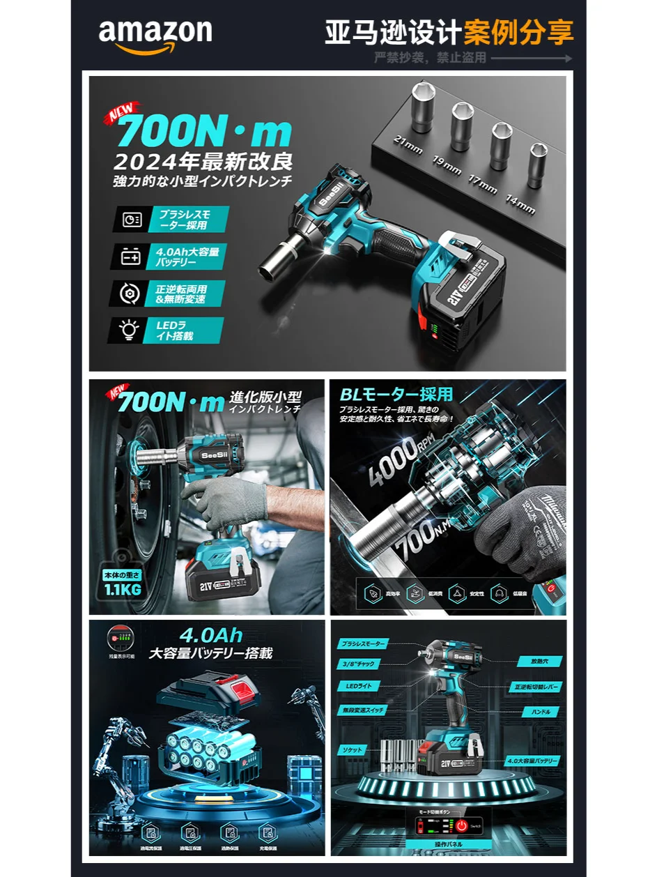 亚马逊精品主图A+设计案例分享--电动扳手