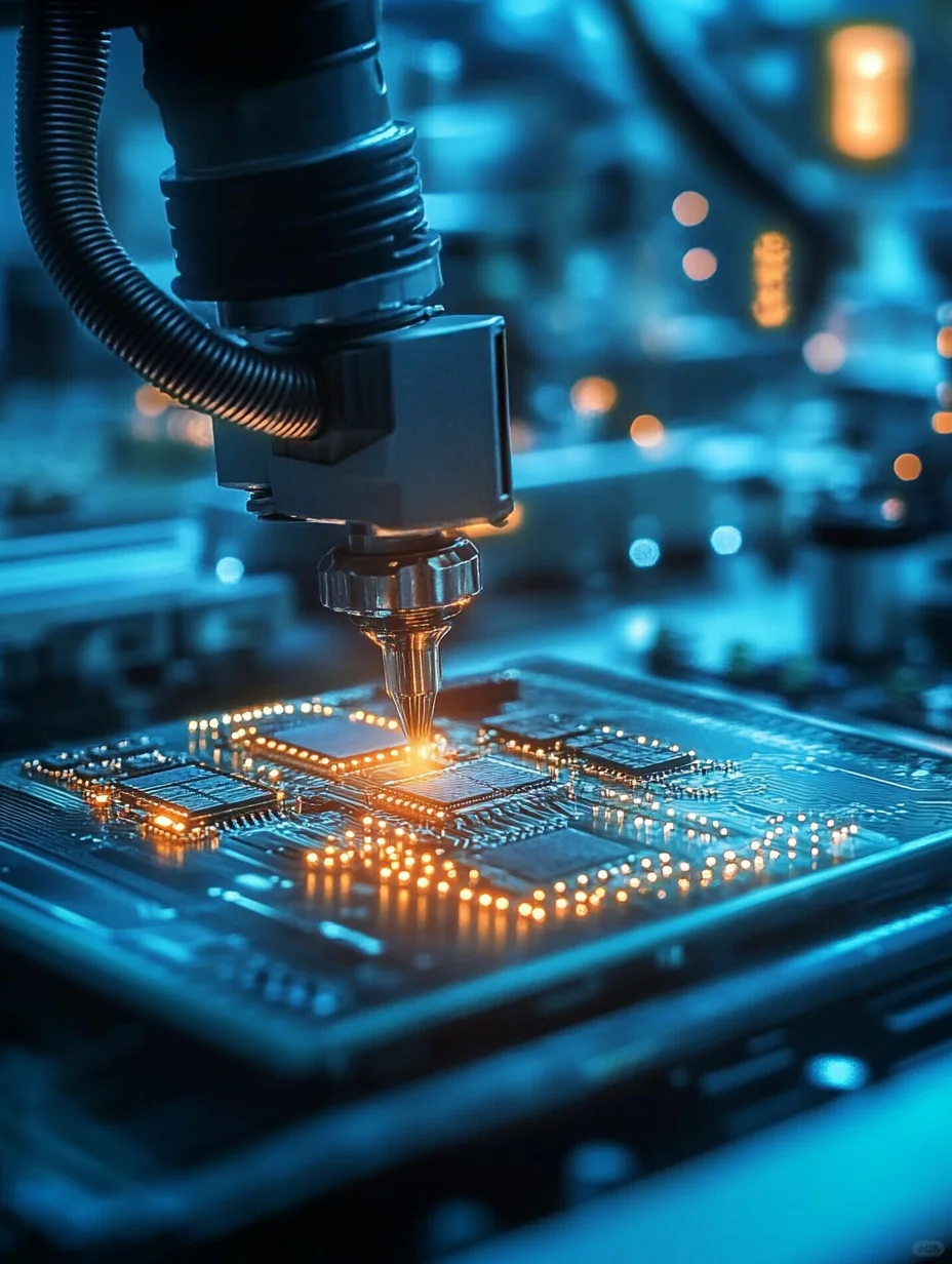 现代工艺缩影·机械臂下的电路板艺术