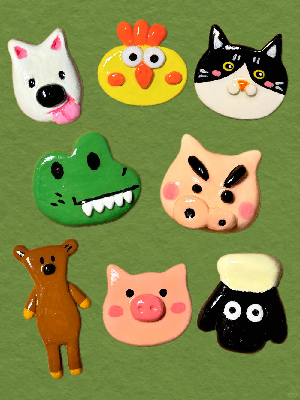 石塑黏土冰箱贴 | 动物合集