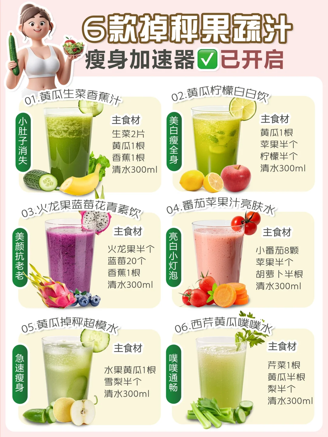 ?6款掉秤果蔬汁✅瘦成闪电⚡️
