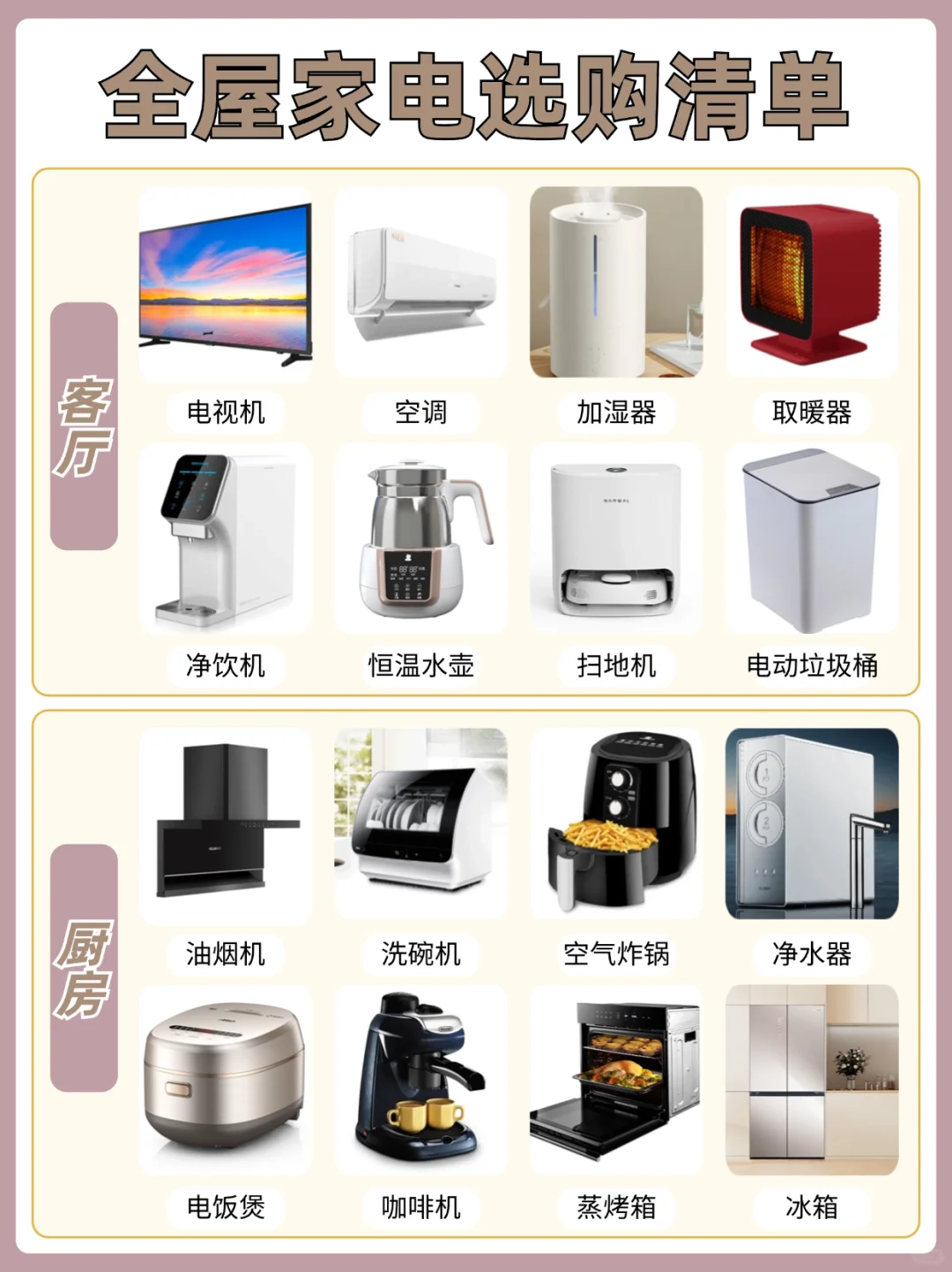 ?全屋家电超全选购清单,新手小白快码住!