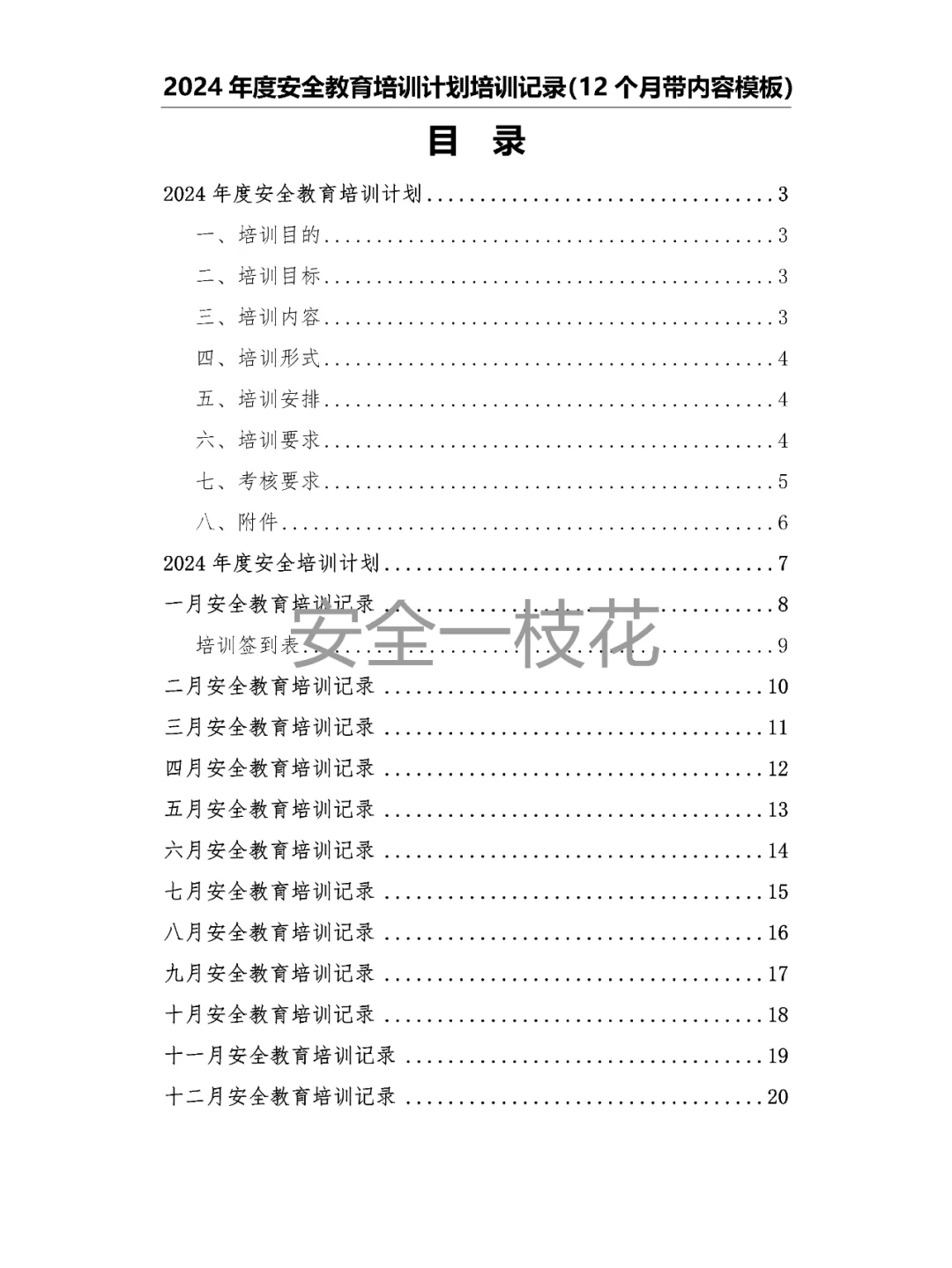 2024年安全教育培训计划培训记录带内容模板