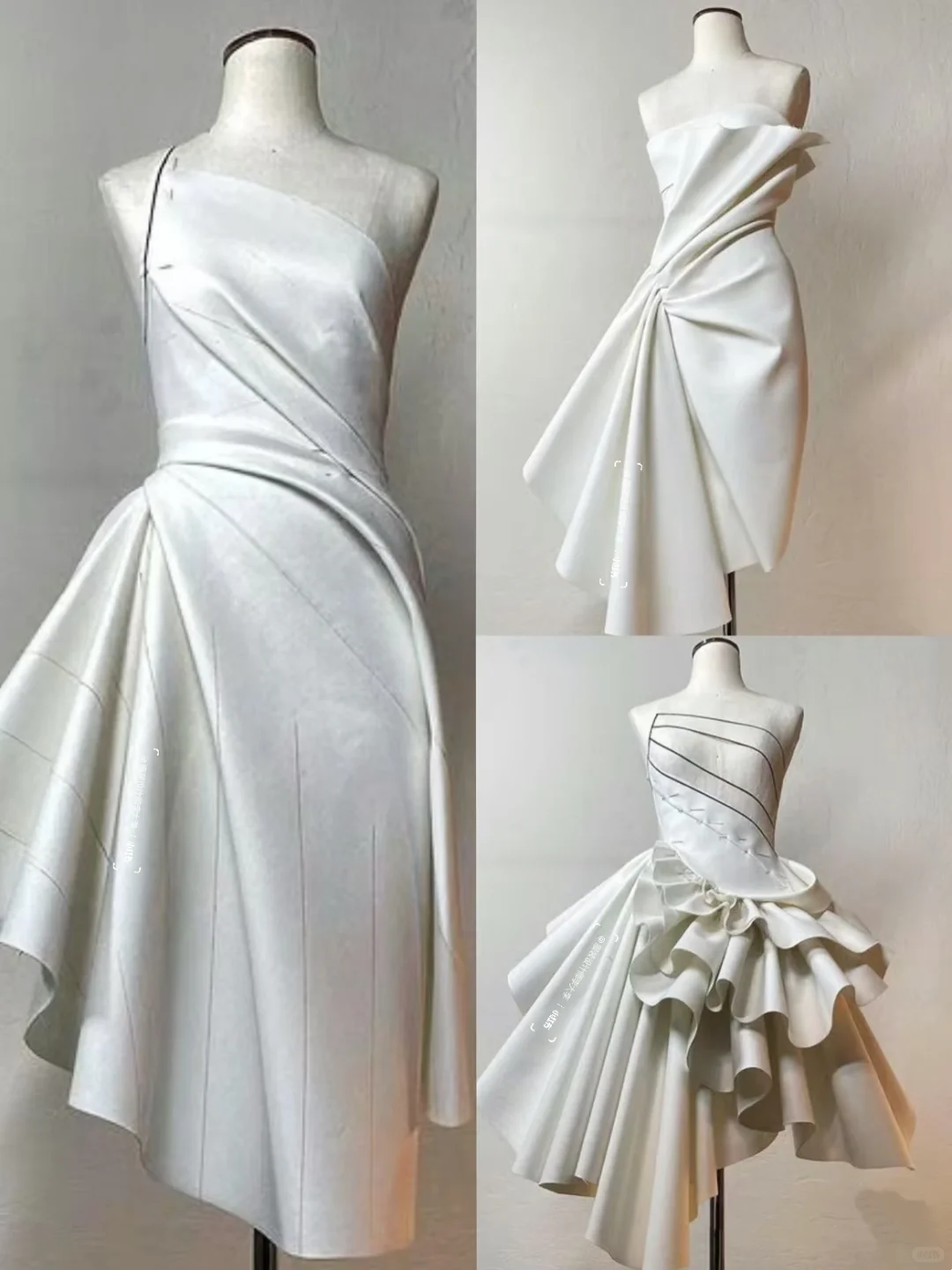 荷叶边和褶皱元素技法在白胚布上的完美呈现