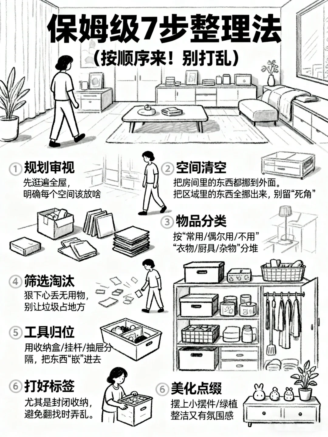 保姆级7步整理法,别打乱顺序!