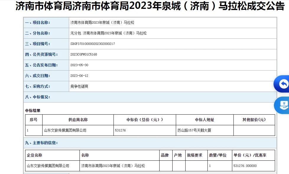 2025济南马拉松招标