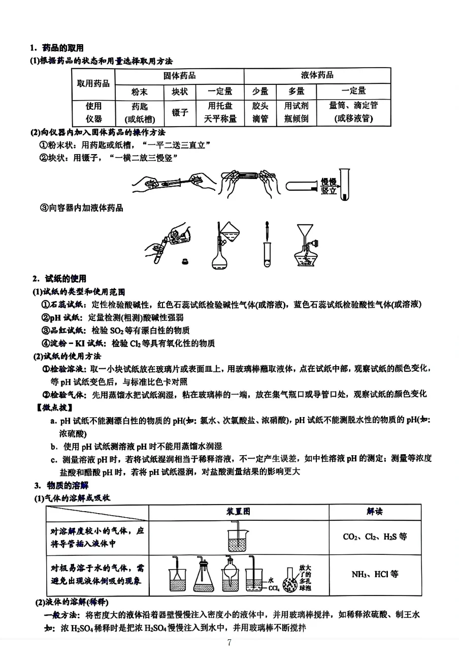 【超全整理】实验仪器与实验操作