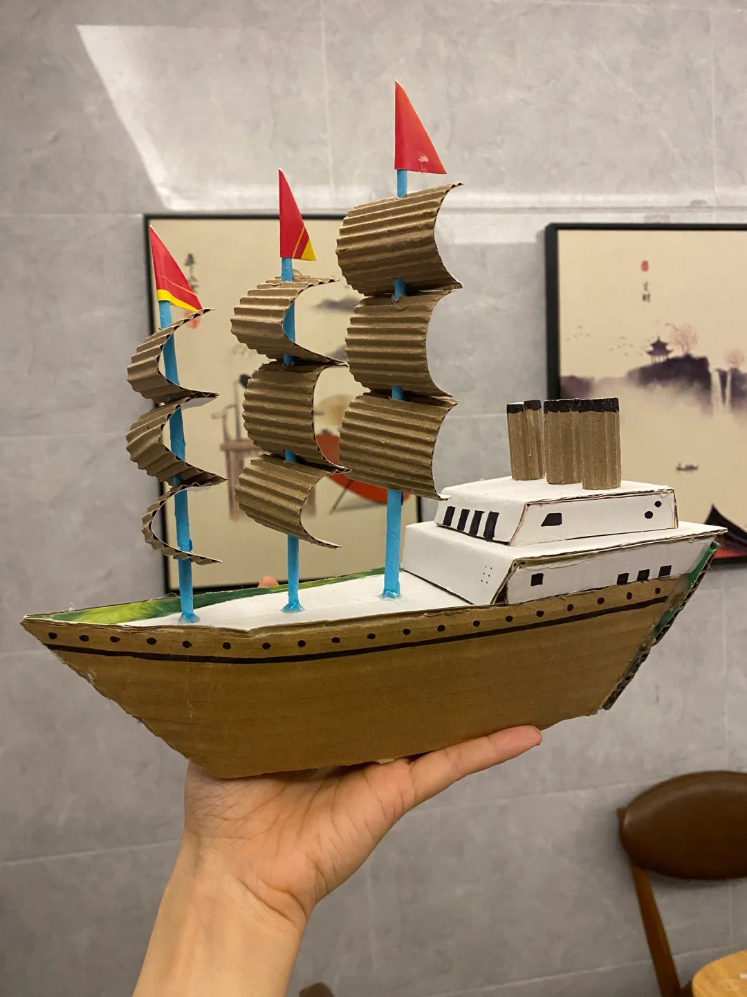 纸皮帆船⛵️手工制作