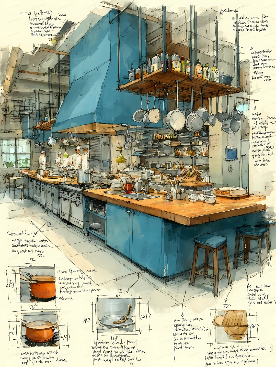 中餐厅中央厨房一角|提示词分享