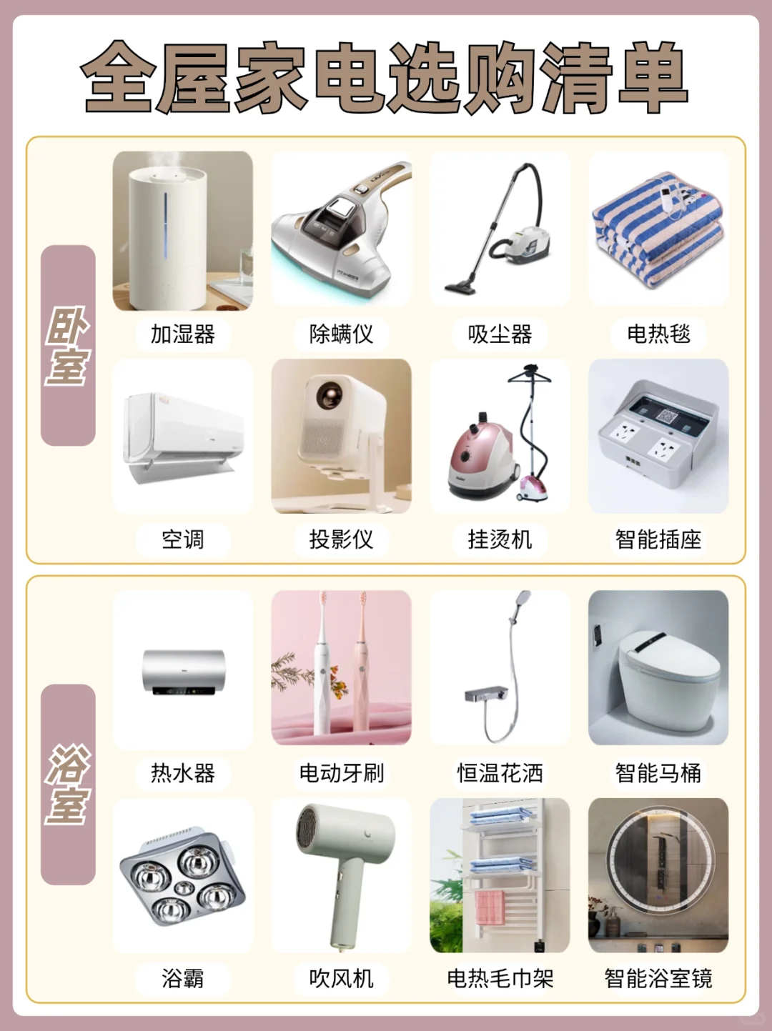 ?全屋家电超全选购清单,新手小白快码住!