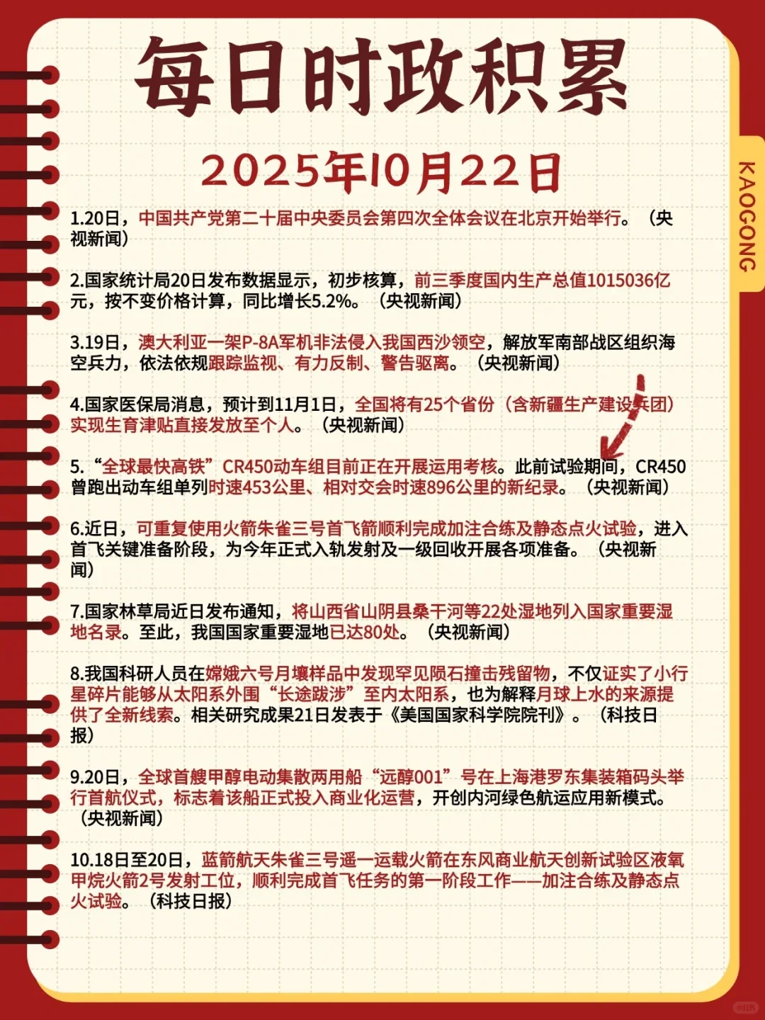 不容错过！2025年10月22日时政积累
