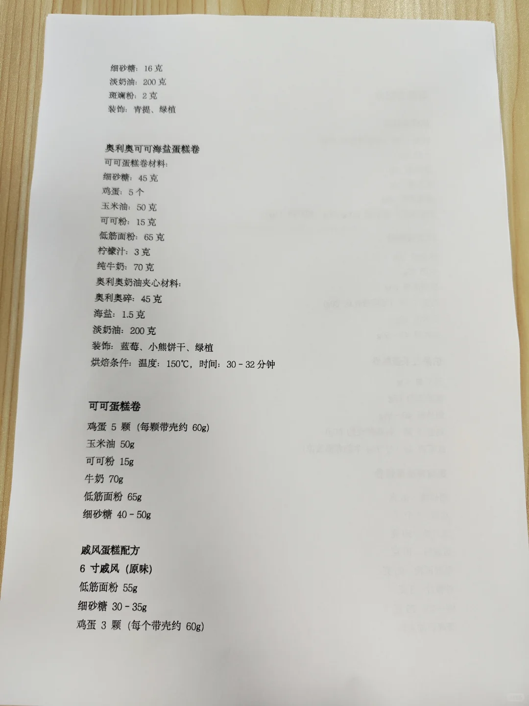 分享一些我在烘焙店上班用过的蛋糕配方