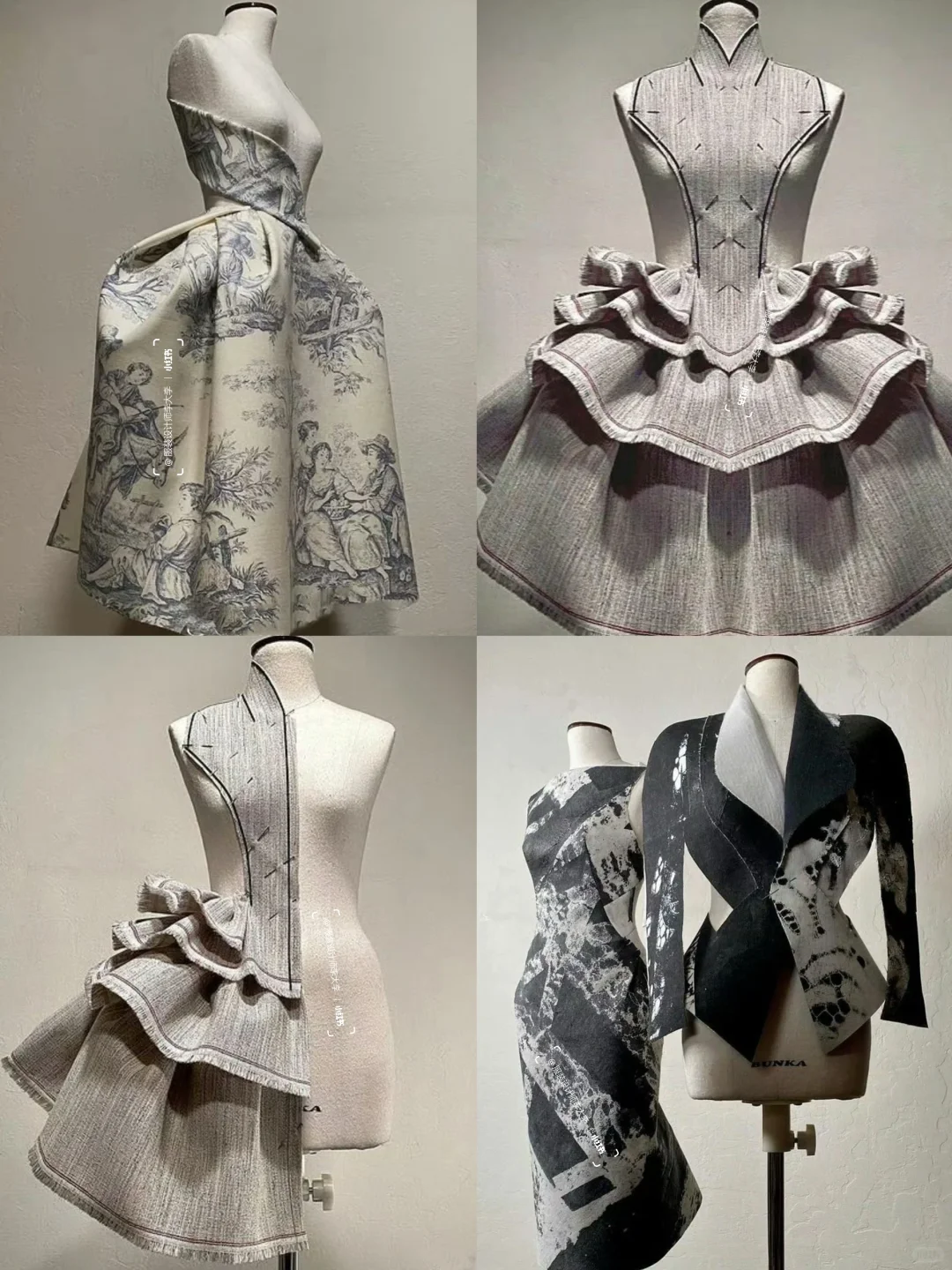 荷叶边和褶皱元素技法在白胚布上的完美呈现