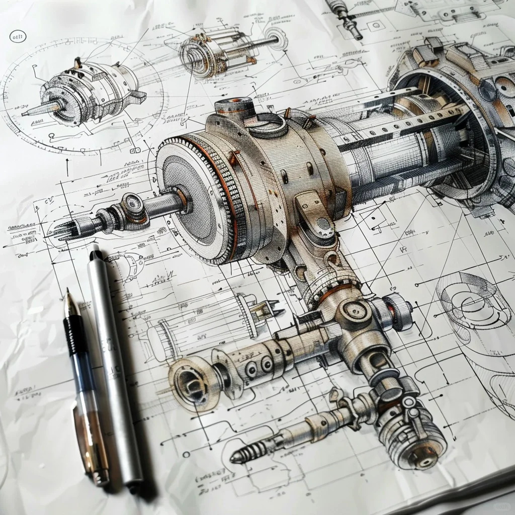 AI精密机械设计图，机械设计