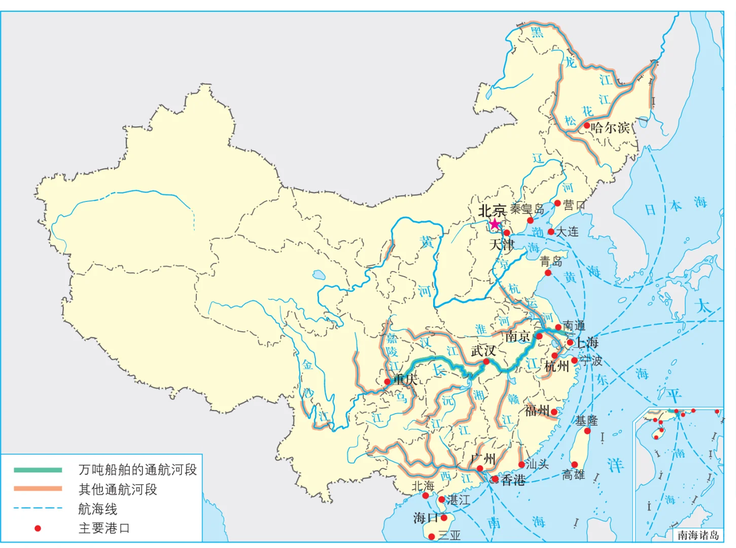 高清地图:铁路干线、水路运输、管道运输…