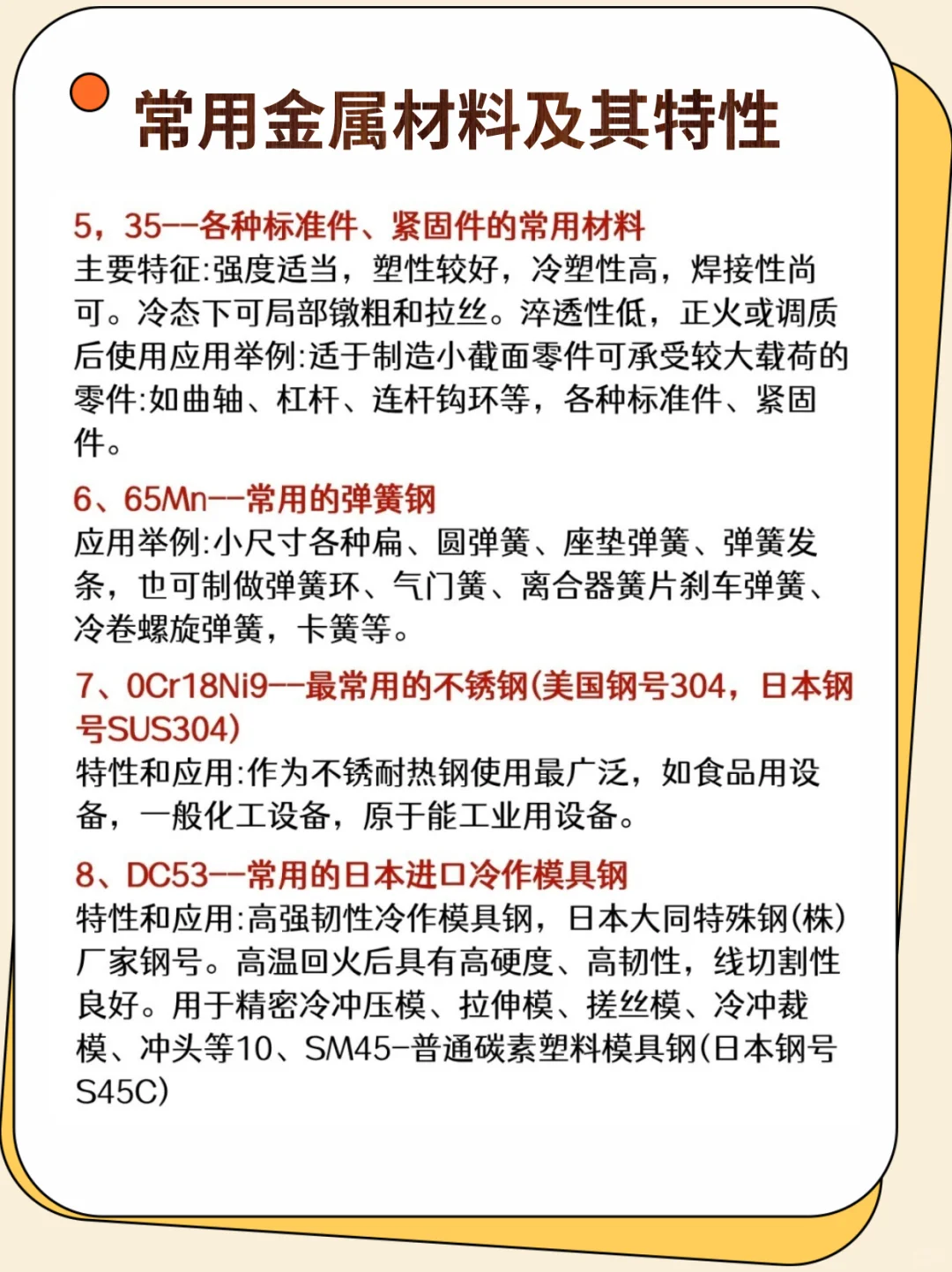 机械人必须要知道的21金属材料