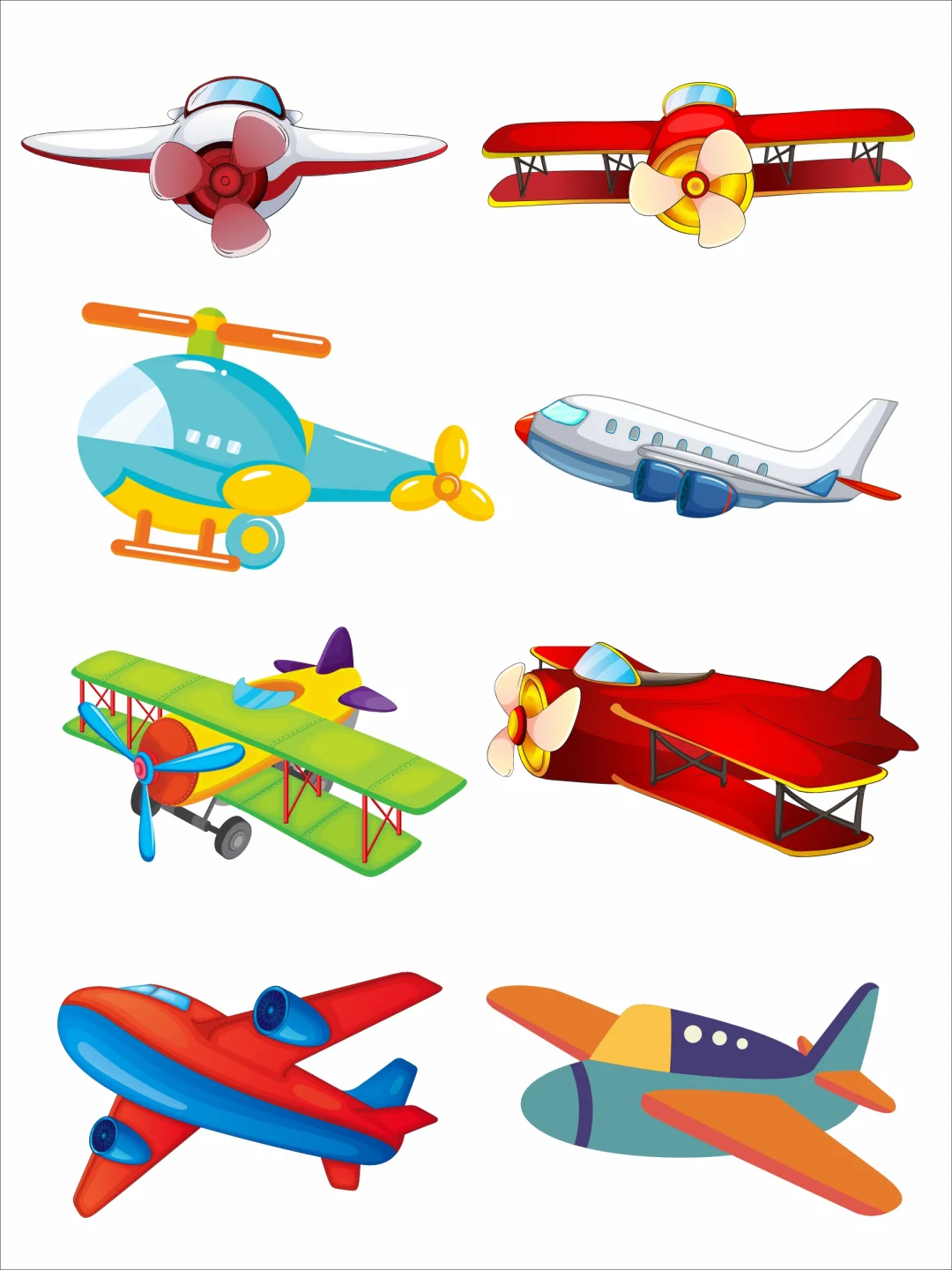 各种各样可爱的卡通小飞机 环创素材可打印
