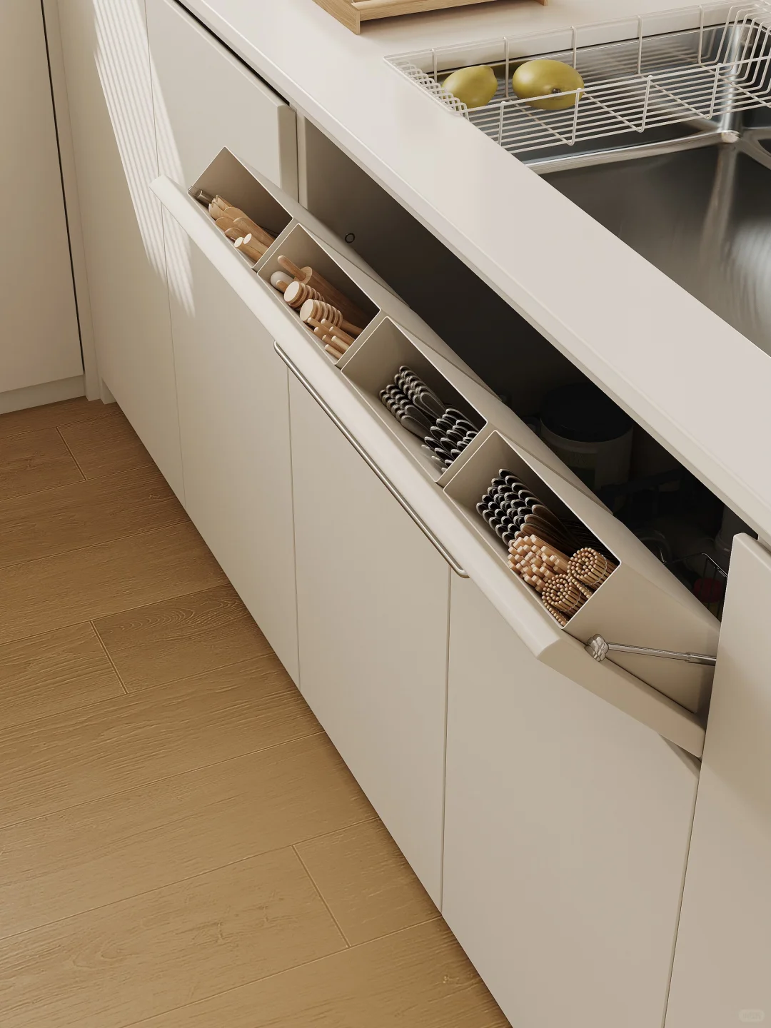 水槽下空间改造｜翻斗柜➕隐藏推车收纳力拉?