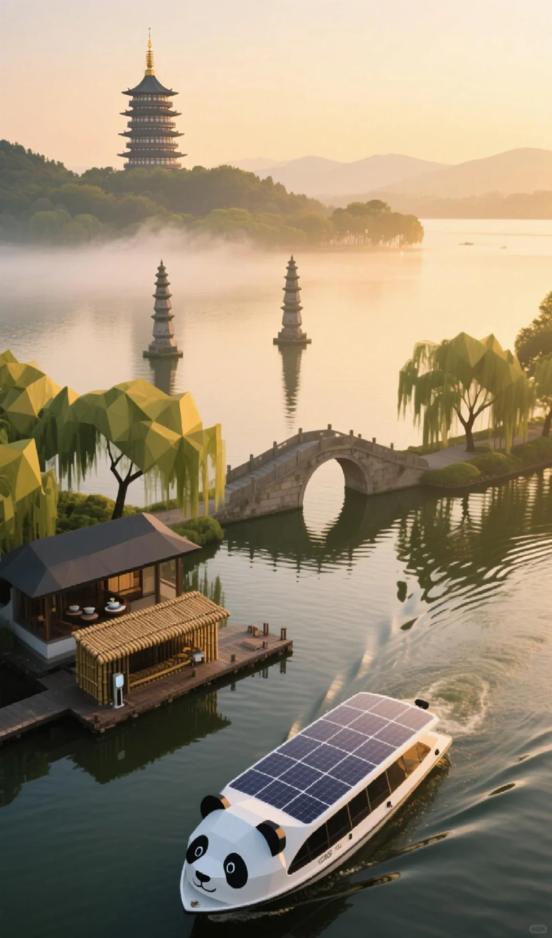 柔性曲面光伏+电动观光游船