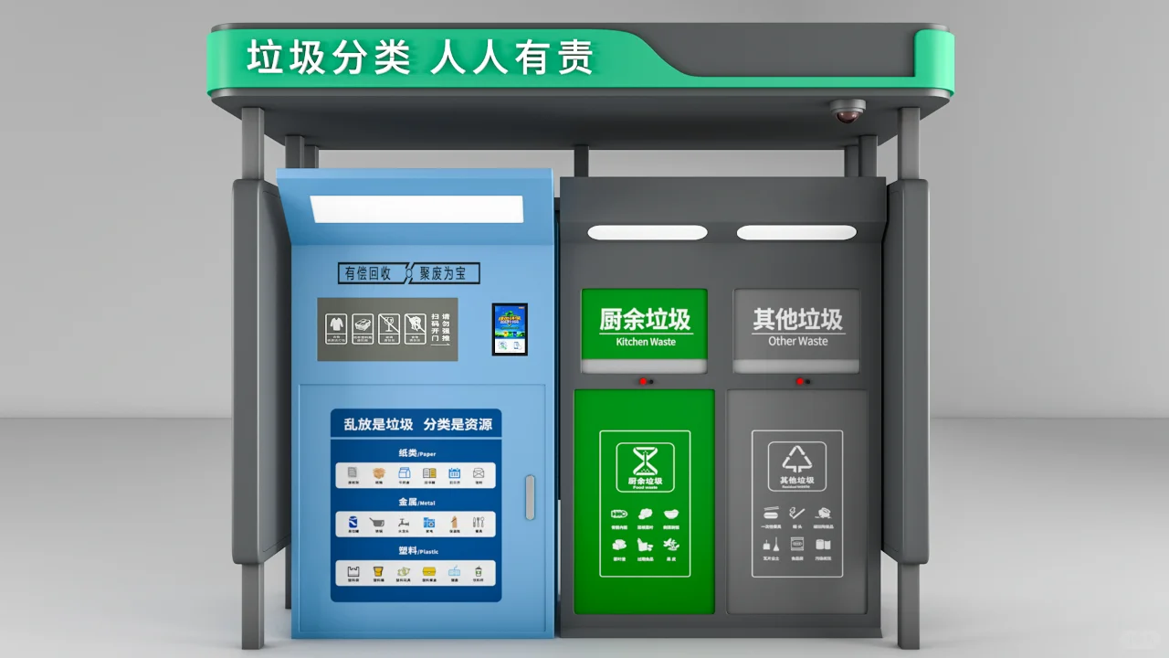 AI智能垃圾分类回收箱：智能环保新型设备