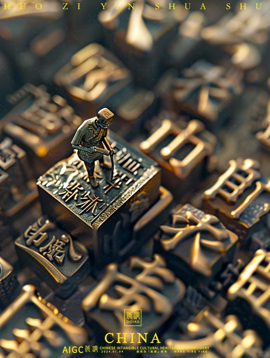 AI雕刻活字印刷