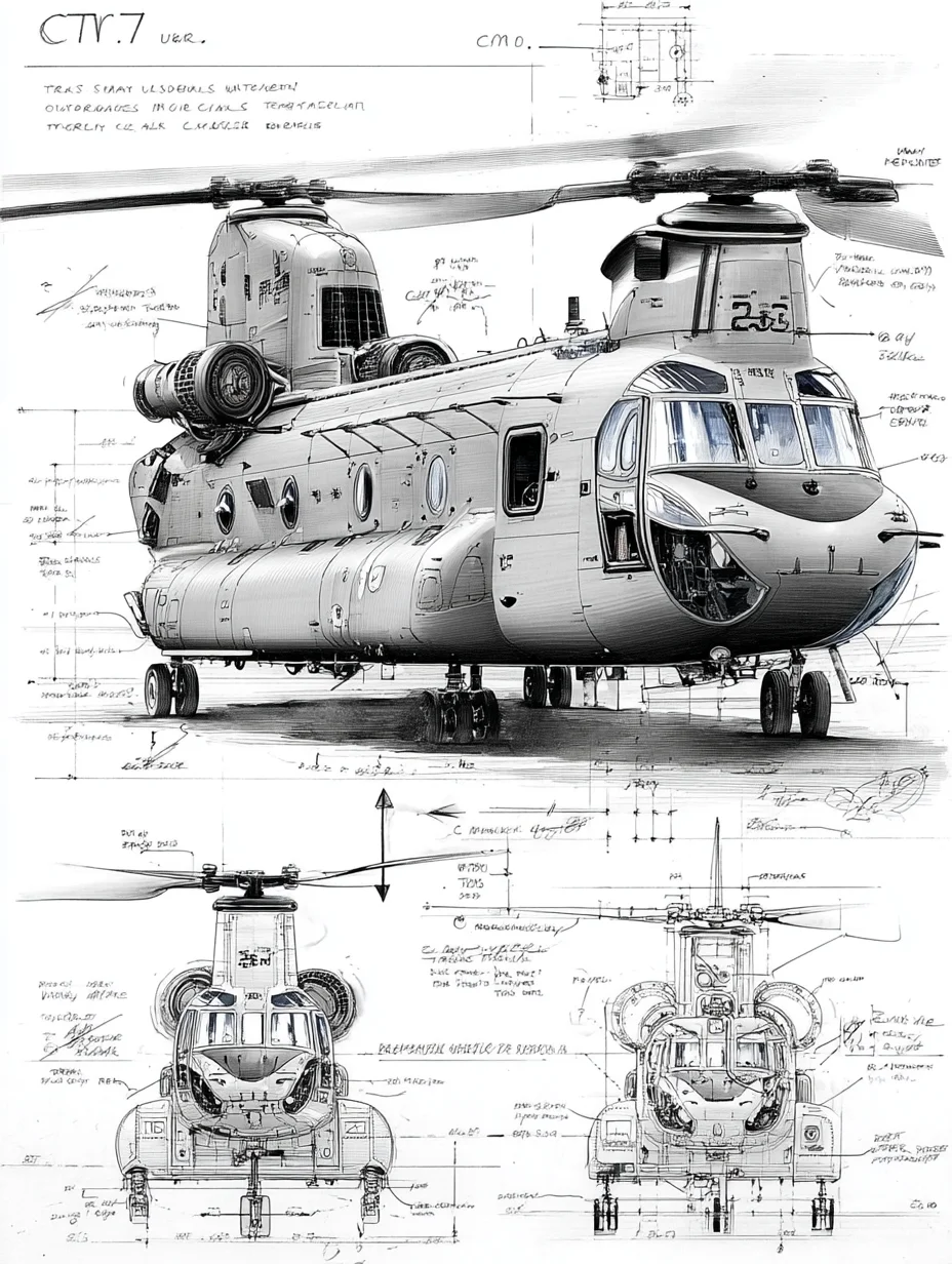 CH-47支奴干纵列双旋翼直升机|线条之美