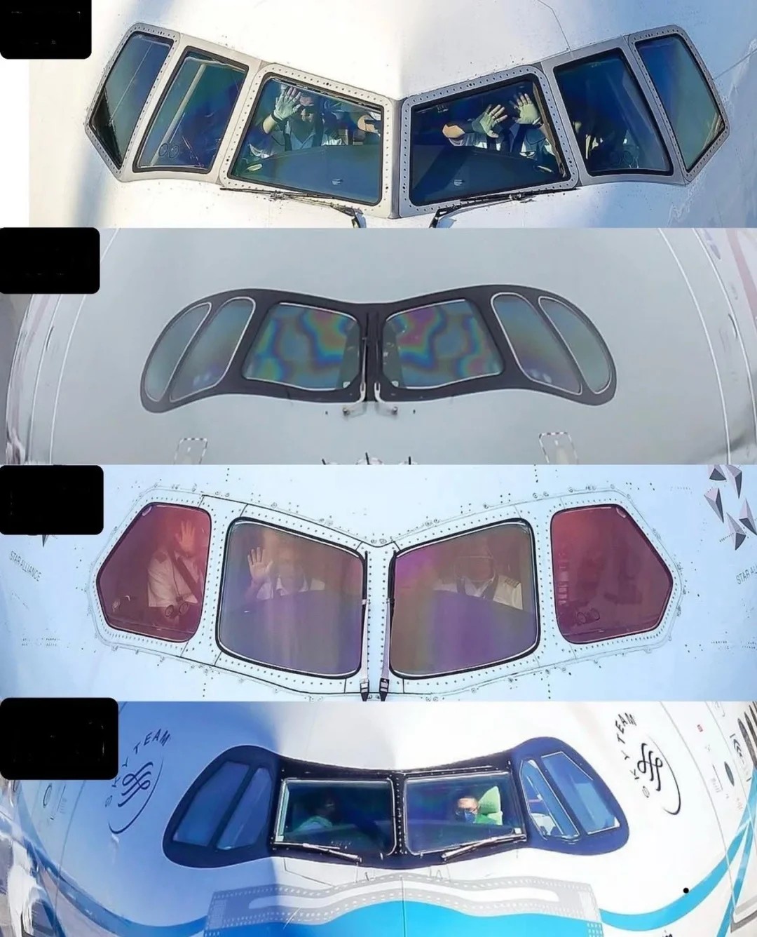 四个型号的宽体机风挡，能看出来是哪几款吗？