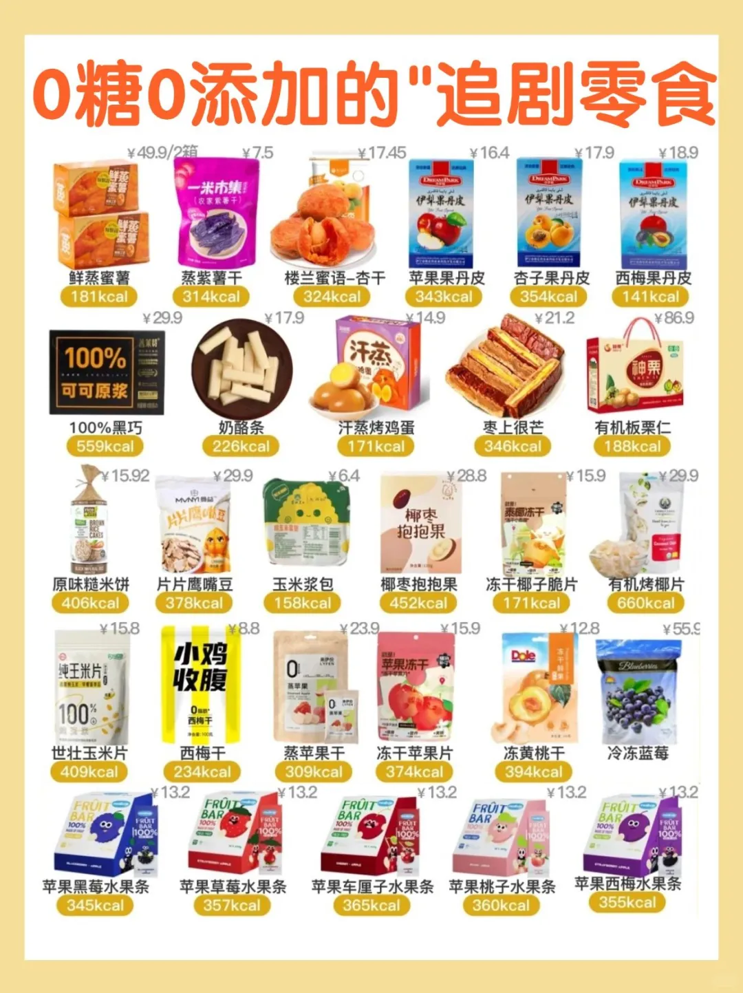 配料表只有原材料的零食0糖0添加