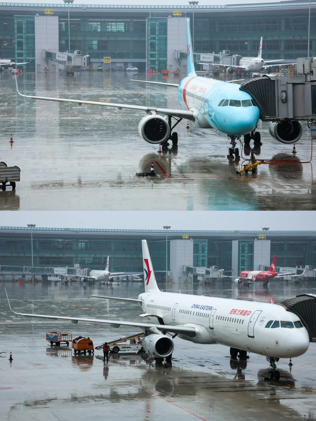 暴雨中的西安机场｜致敬机务和地勤人员