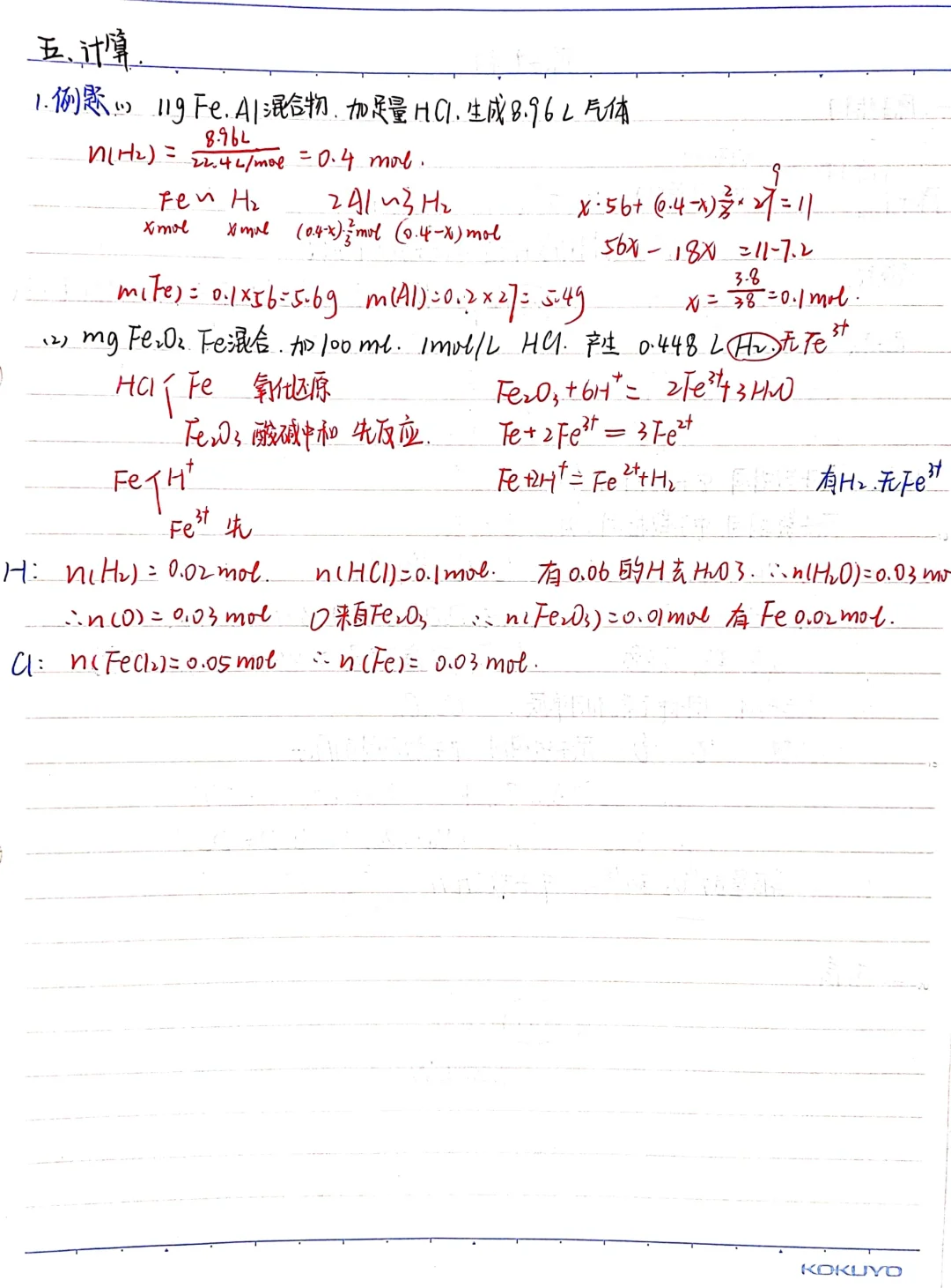 高中化学必修一|金属材料 铁合金铝合金计算