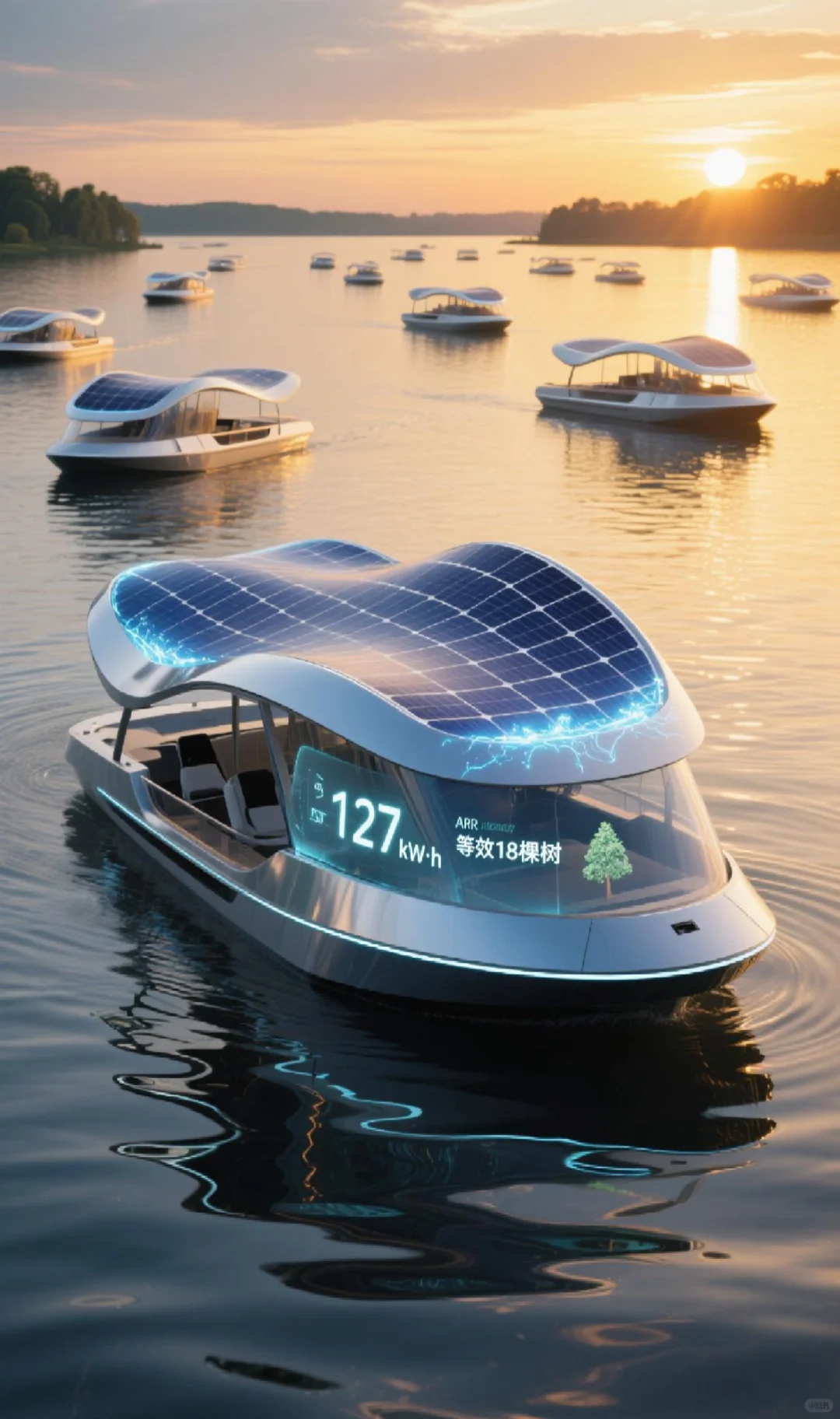 柔性曲面光伏+电动观光游船